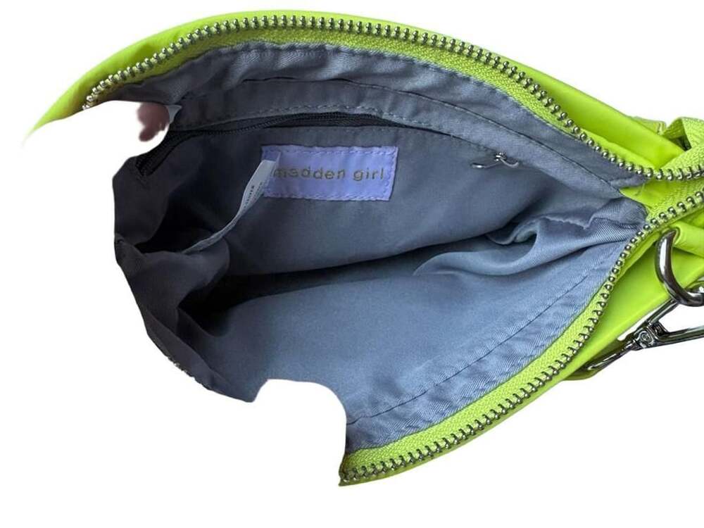 Madden Girl Crossbody Bag Lime Green Nylon with Pouch - Picture 4 of 4
